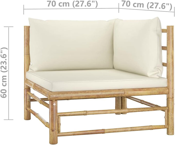 vidaXL Gartenmöbel 3-TLG. mit Cremeweissen Kissen Garten Garnitur Sitzgruppe Sofa Lounge Gartensofa