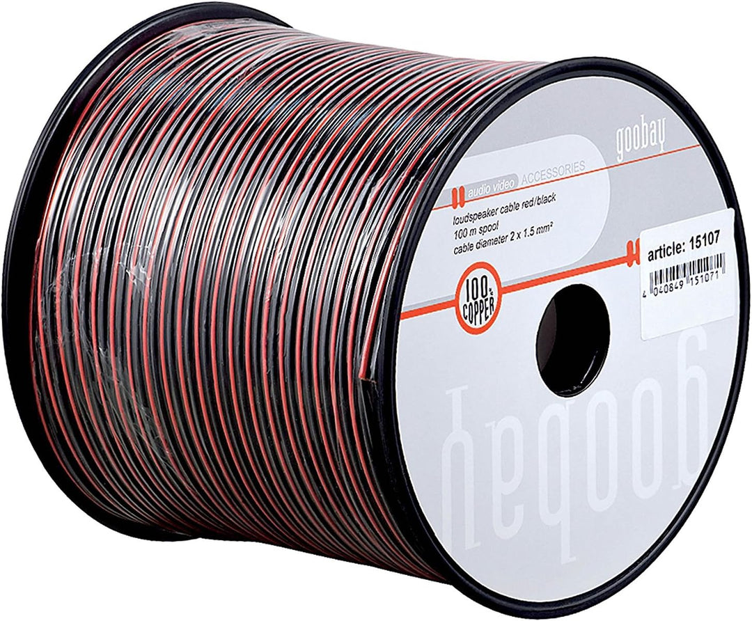 Goobay 15086 Lautsprecherkabel 2x0,5mm² Kupfer Litze / Boxenkabel Audio Kabel Meterware / Speaker Ca