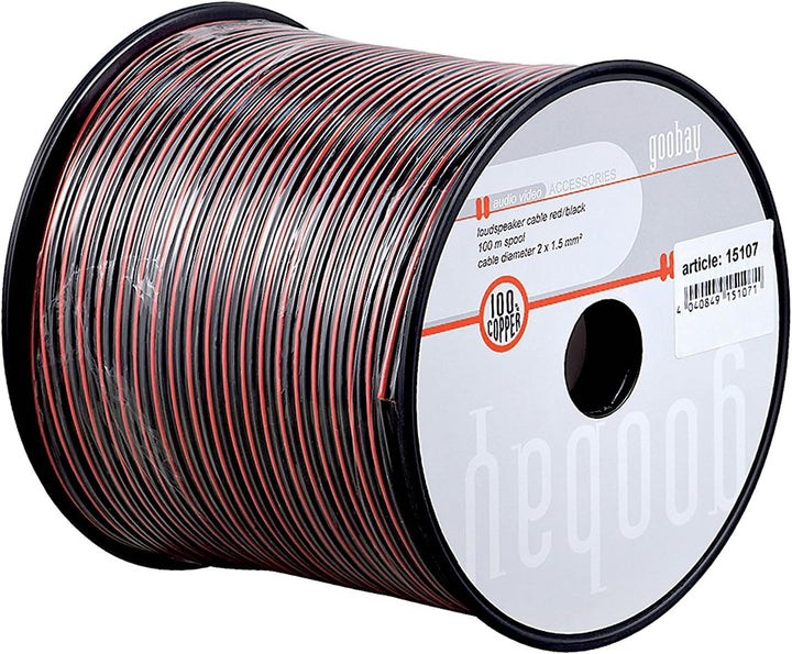 Goobay 15086 Lautsprecherkabel 2x0,5mm² Kupfer Litze / Boxenkabel Audio Kabel Meterware / Speaker Ca