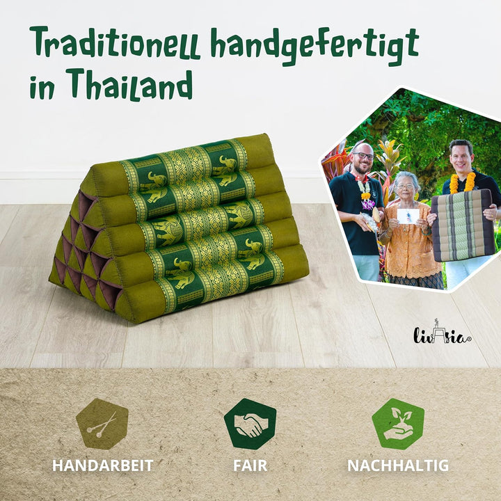 livasia Rückenstützkissen extrahoch mit Thaiseide - 38x55x35cm - Dreieckskissen für Garten/Balkon, K