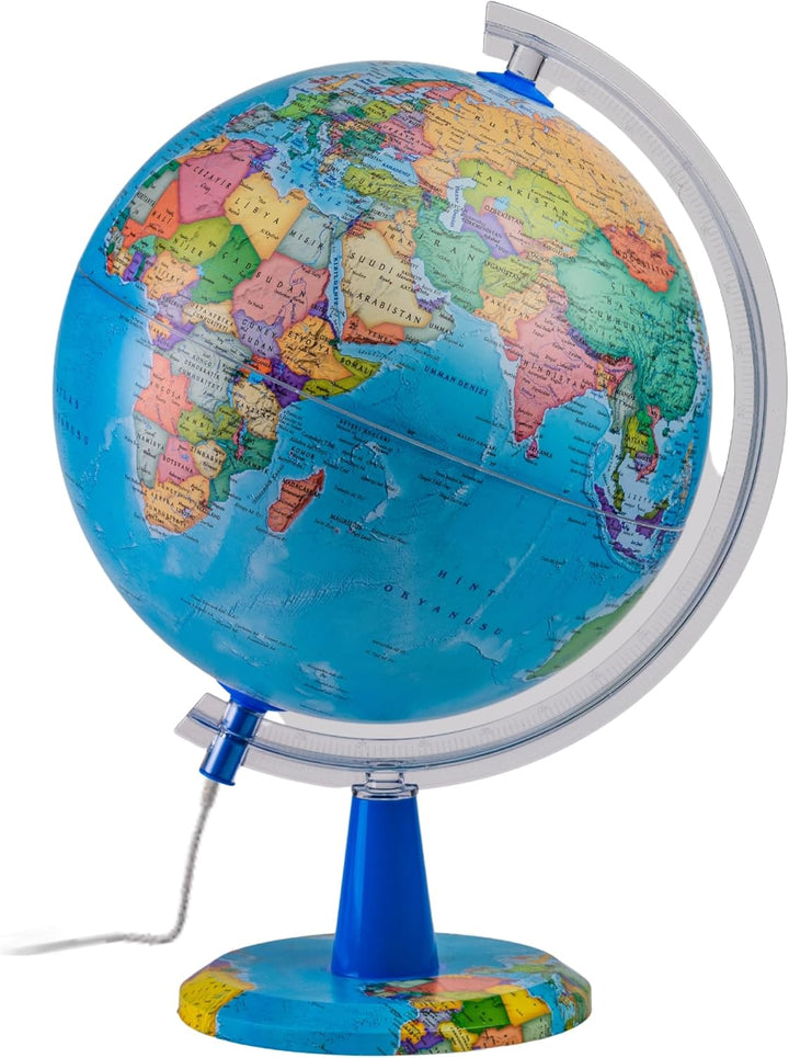 TOPGLOBE 20cm Leuchtglobus - Karte auf Deutsch - Schülerglobus Moderne Politische Weltkugel – pädago