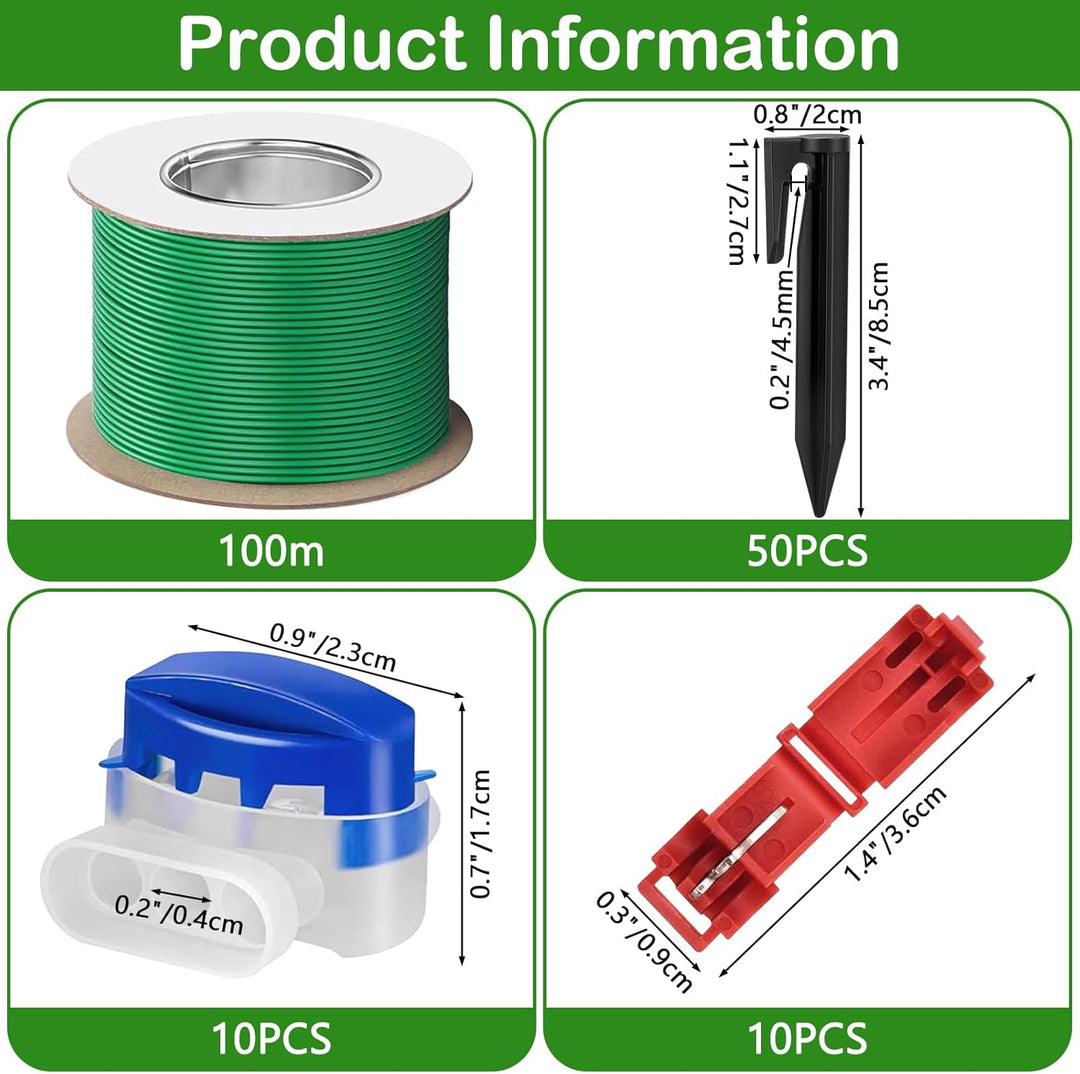 100m Begrenzungskabel Mähroboter Set, 24 Litzen Verzinnt Kupfer, Wetterfest IP67 - Inkl. 50 Erdnägel