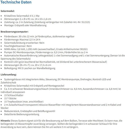 Solar Bewässerungssystem Waterdrops Komplettset Pflanzenbewässerung mit 15 Sprinklern Esotec 101100