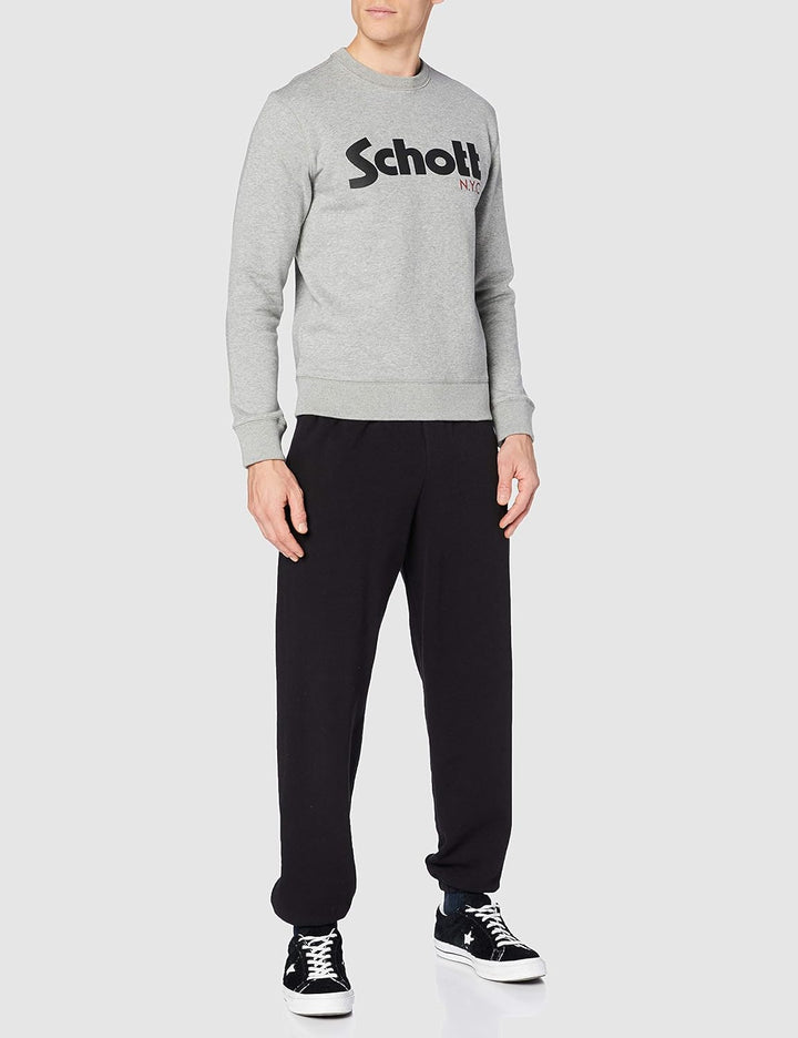 Schott NYC Herren Swcrew Sweatshirt, M Grau (Heat.grey Heat.grey)