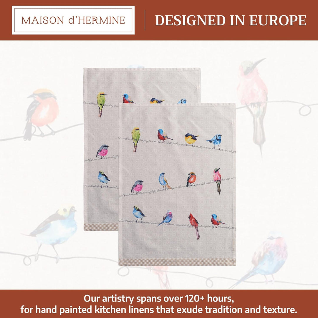 Maison d' Hermine Birdies On Wire 100% Baumwolle 2er-Set Küchentücher 50 cm x 70 cm Multicolor 3er-S