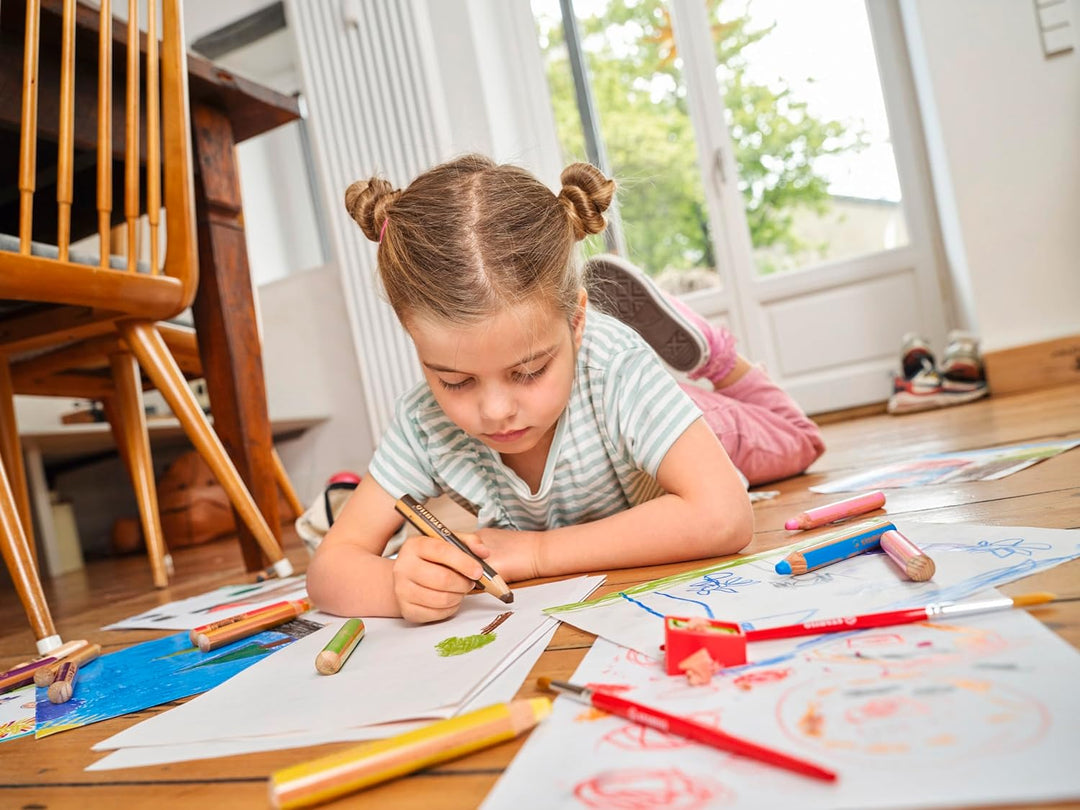 STABILO woody 3 in 1 Spitzer - für extradicke Stifte - 12er Pack - grün/rot, rot/grün, 12er Pack