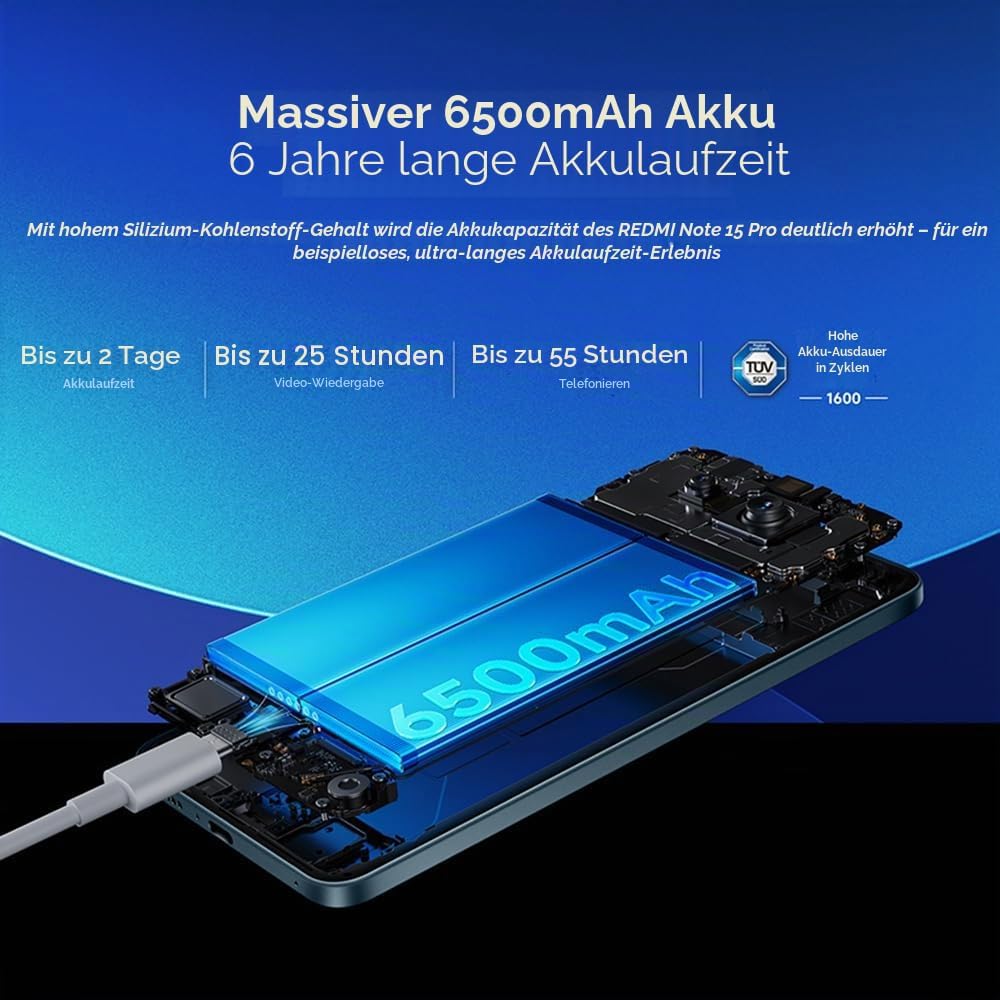 XIAOMI REDMI Note 15 Pro 4G Smartphone 12 GB + 512 GB Massive 6500 mAh Akku MediaTek Helio G200-Ultr