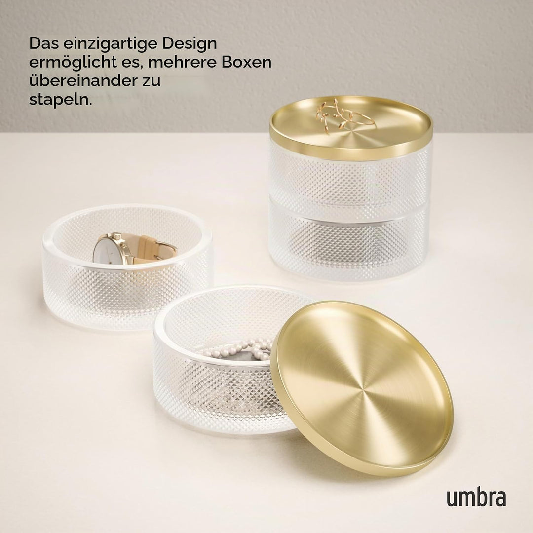 Umbra Tesora Schmuckkasten – Stapelbare Schmuckdose zur Aufbewahrung und Ablage von Ringen, Ohrringe