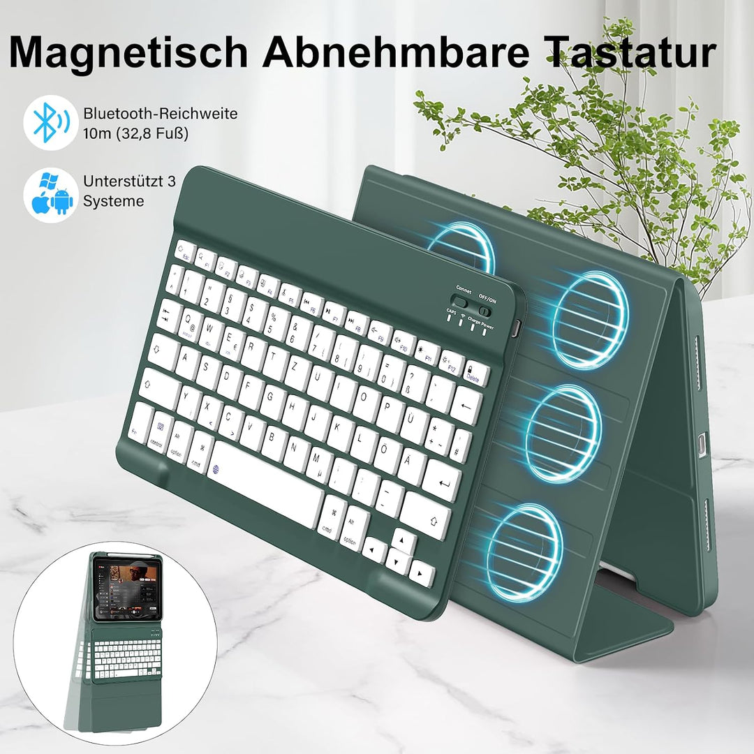 Hülle mit Tastatur für iPad (A16) 11/10 Generation(2025/2022) 11 Zoll/10.9 Soft TPU Rückseite Gehäus