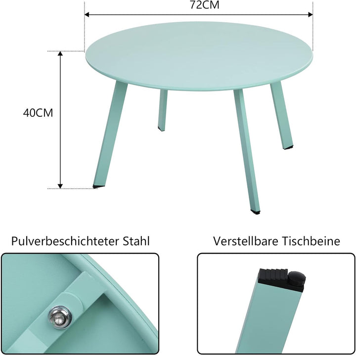 Beistelltisch Metall, Garten Beistelltisch Rund, Sofatisch Kaffeetisch & Couchtish mit Verstellbarer