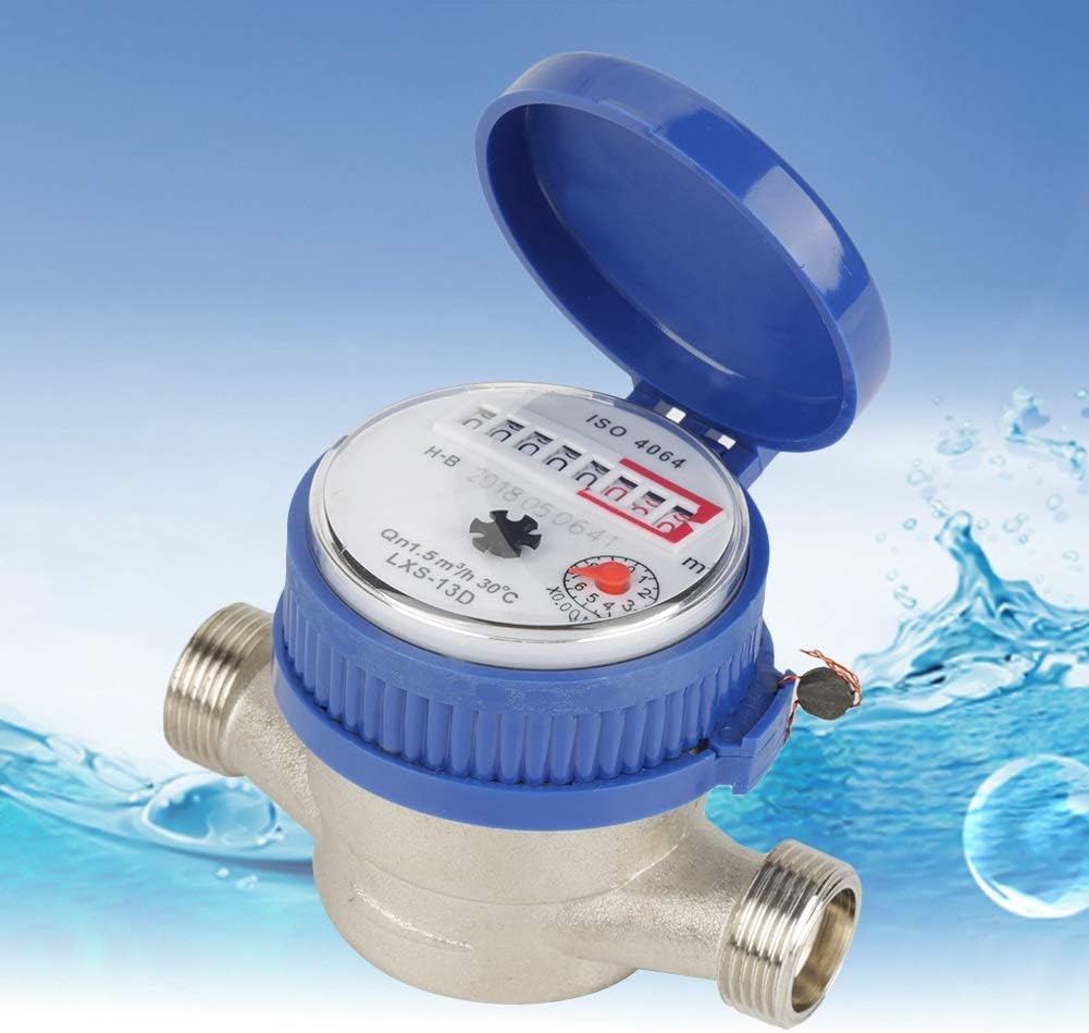 DEWIN Wasserzähler Garten Geeicht-Wasserzähler Geeich Geeicht 15mm 1/2 Zoll Kaltwasserzähler mit Arm