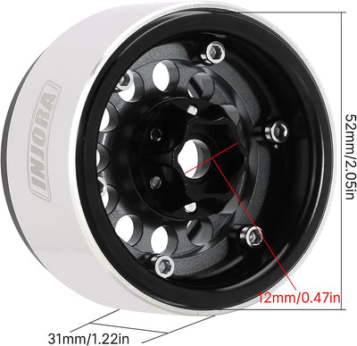 INJORA 1.9" Beadlock Felge - 153g Super Heavy Messing & Aluminium Deep Dish Felge für 1/10 RC Crawle