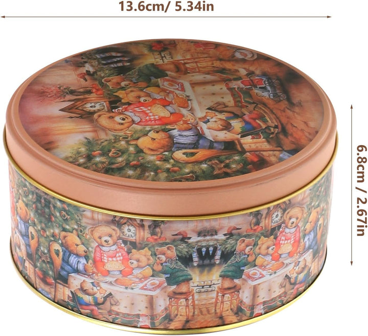 Angoily 4 Stück Keksdose Metall Weihnachten, Dosen Weihnachten, mit Vintage Bär Muster, Weihnachtsdo