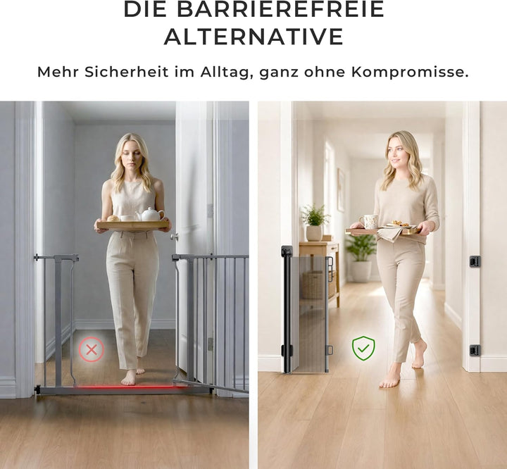 Allyson® Treppenschutzgitter Ausziehbar, Türschutzgitter bis 140 cm Treppengitter für Kinder & Haust