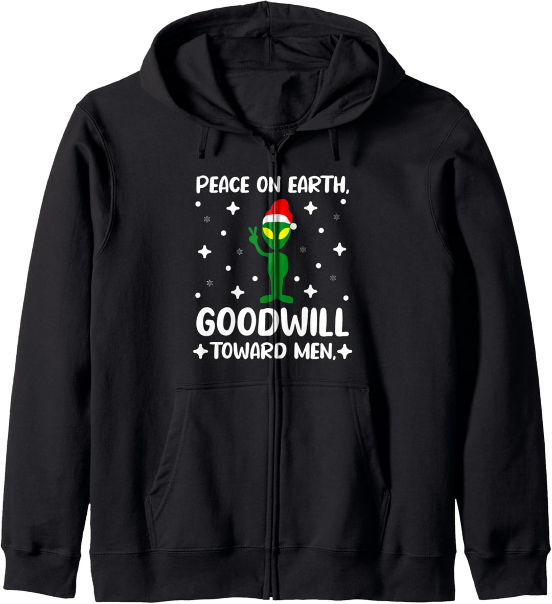Peace on Earth Goodwill Toward Herren Alien-Weihnachtsmann-Mütze, Pacifist Kapuzenjacke