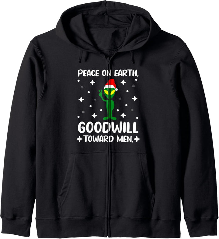 Peace on Earth Goodwill Toward Herren Alien-Weihnachtsmann-Mütze, Pacifist Kapuzenjacke