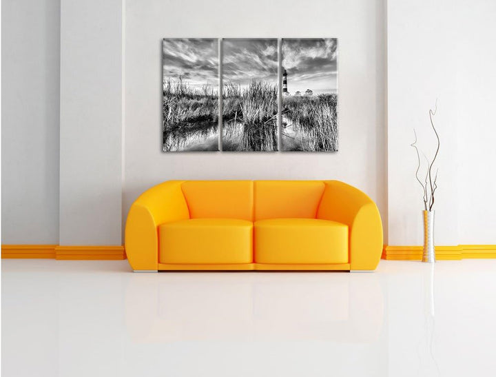 Pixxprint Leuchtturm als Leinwandbild/Grösse: 3 Teilig (120x80) cm/Wandbild/Kunstdruck/fertig bespan