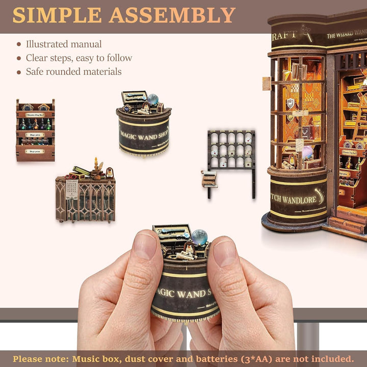 Book Nook Kit für Erwachsene: LUMYCE Holzpuzzle DIY Miniatur Haus 3D Puppenhaus - Buchstütze für Büc