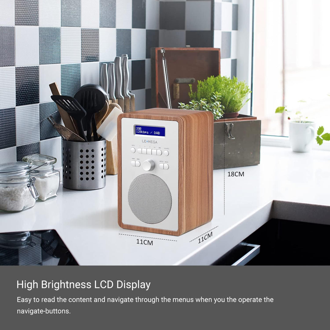 LEMEGA CR2+ DAB/DAB+ Digitalradio,UKW-Digitalradio,DAB-Radio Netzbetrieben,Doppelter Wecker,Küchen-S