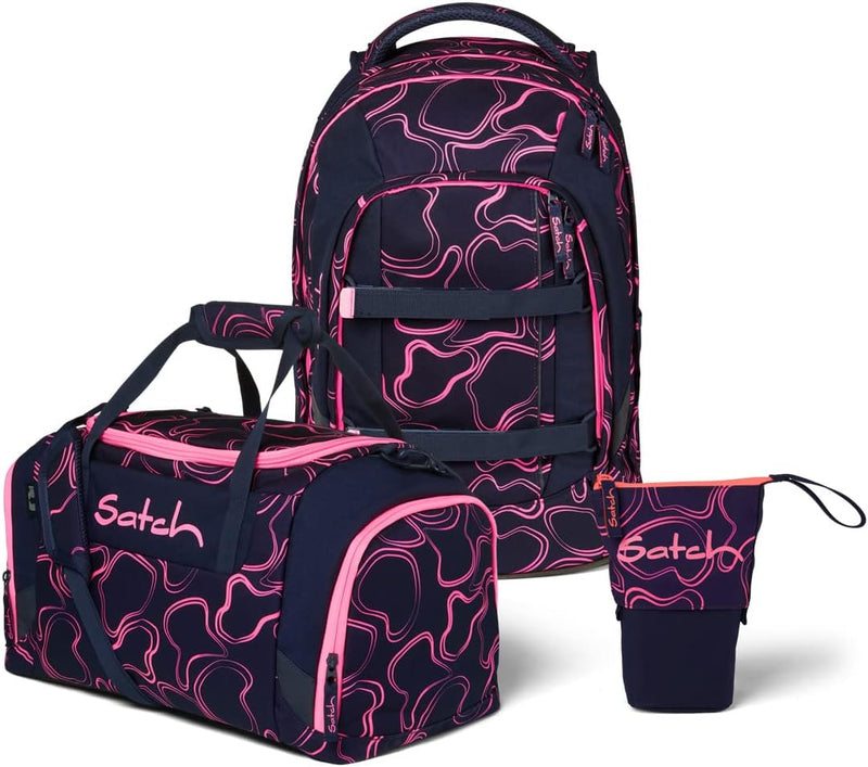 satch Pack Pencil Slider Edition Schulrucksack Set 3tlg. mit Sporttasche Pink Supreme, Pink Supreme