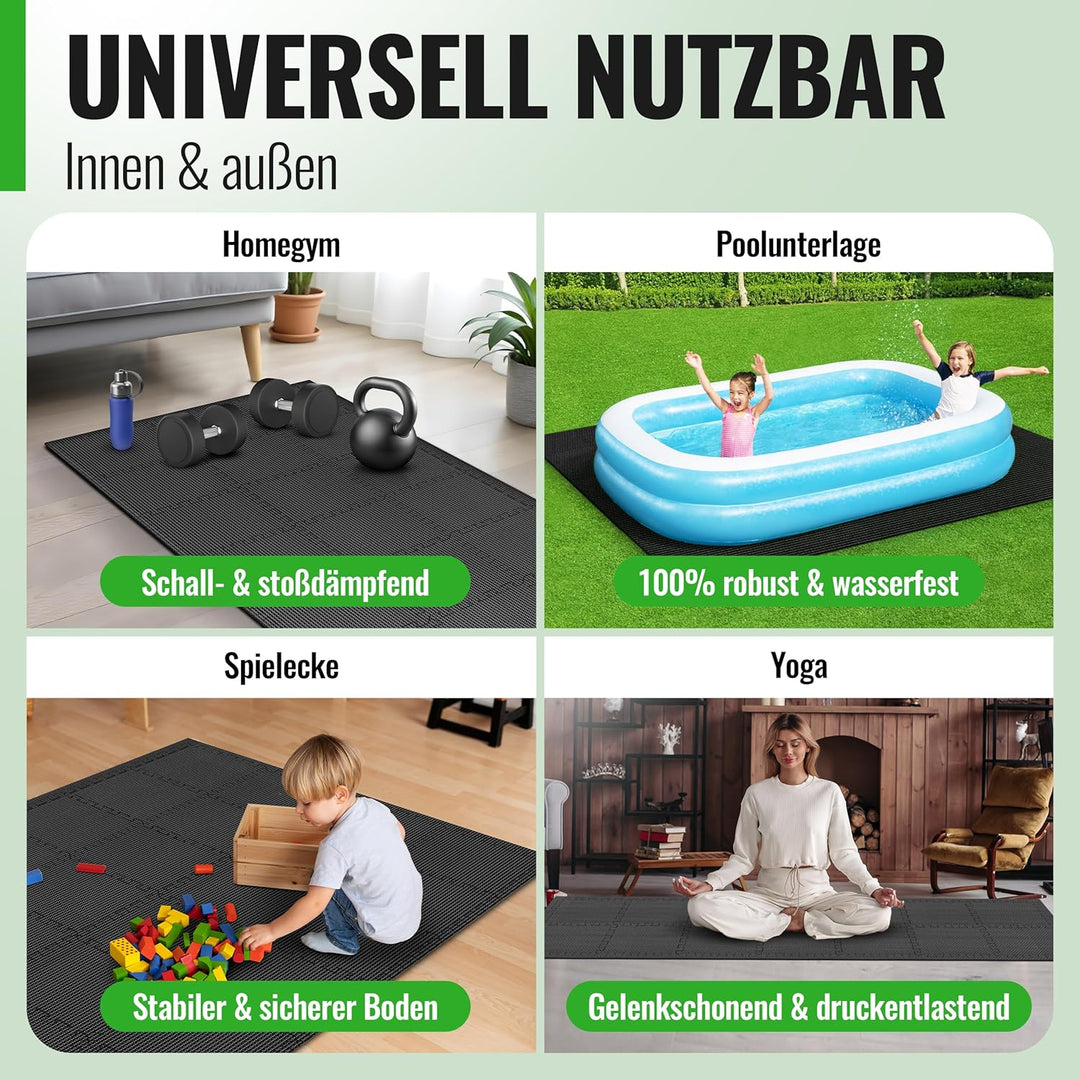 AthleticPro Bodenschutzmatte Fitness [31x31cm] - 18 extra Dicke Bodenmatten [20% mehr Schutz] - ruts