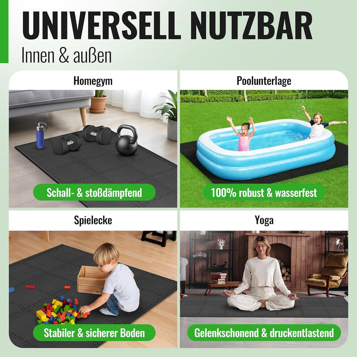 AthleticPro Bodenschutzmatte Fitness [31x31cm] - 18 extra Dicke Bodenmatten [20% mehr Schutz] - ruts