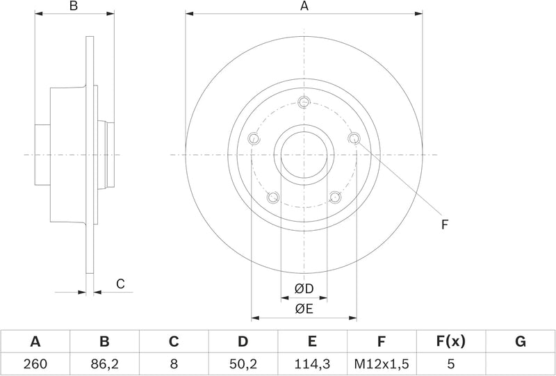 Bosch BD1541 Bremsscheiben - Hinterachse - ECE-R90 Zertifizierung - eine Bremsscheibe