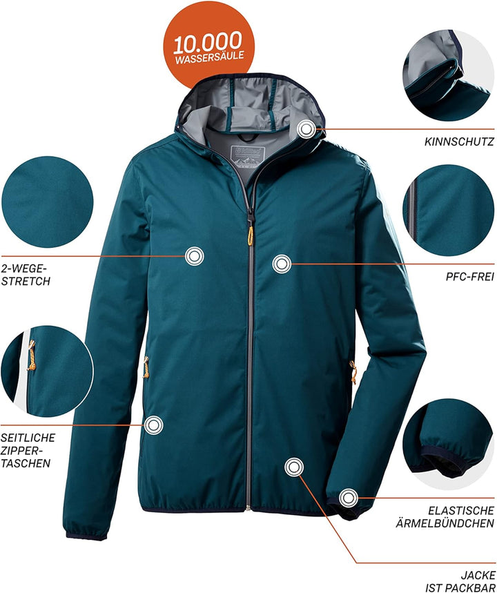 Killtec Herren Kos 60 Mn Jckt 2-Lagen Fuktionsjacke/Outdoorjacke mit Kapuze, packbar S petrol, S pet