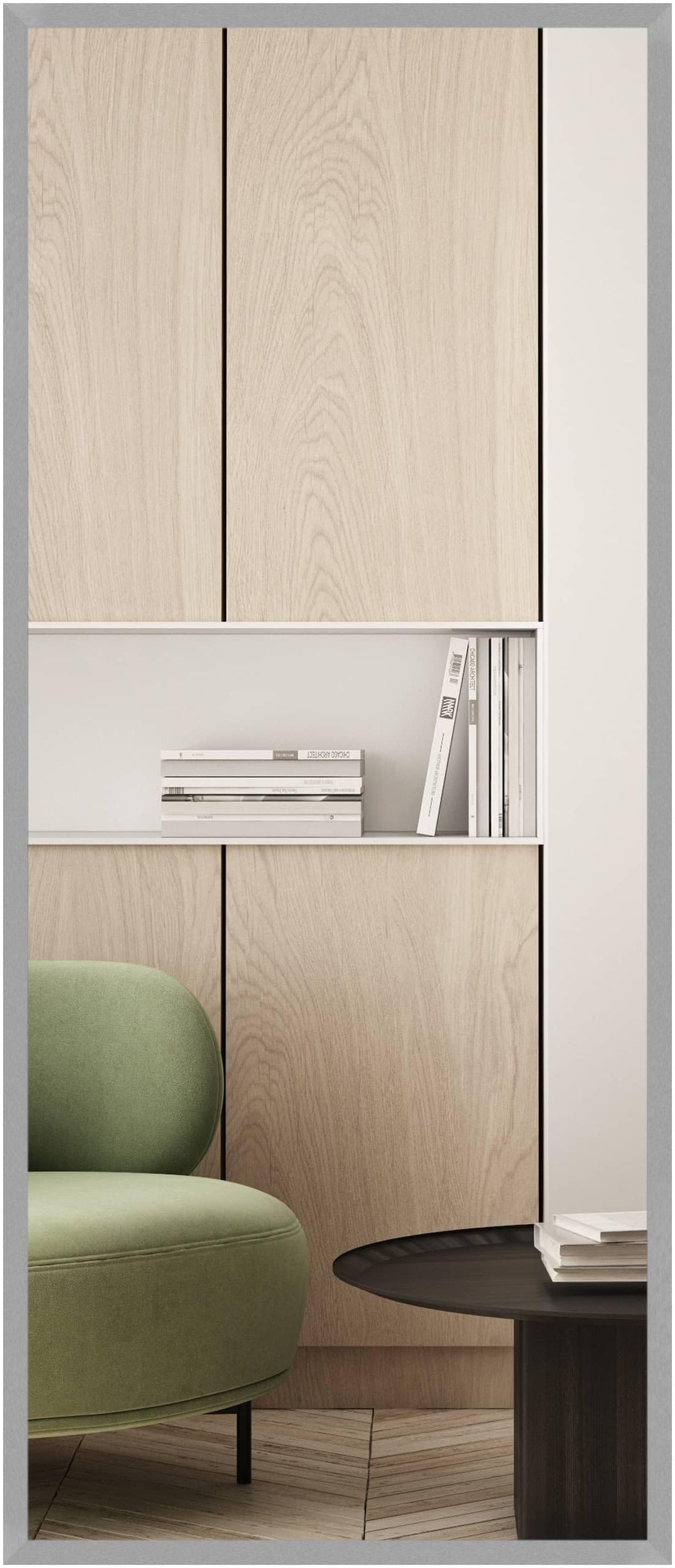 Wandspiegel, 70 x 170 cm, Holz (MDF), Silber Glanz, Ganzkörperspiegel für alle Wohnbereiche, Hoch- &