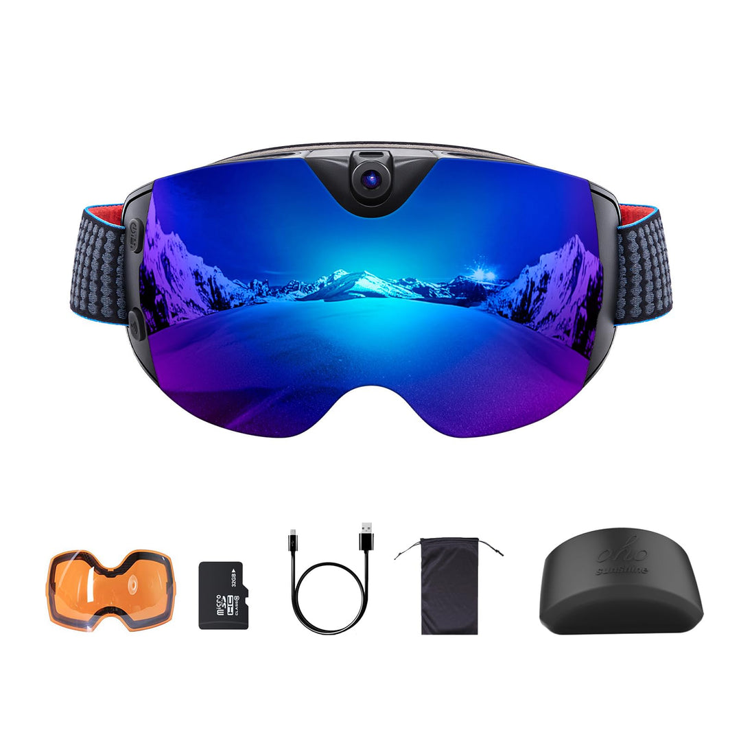 OhO Camera Ski Goggles, 4K Camera Snowboard Goggles with Adjusted View of Camera Recroding Wifi-Mult