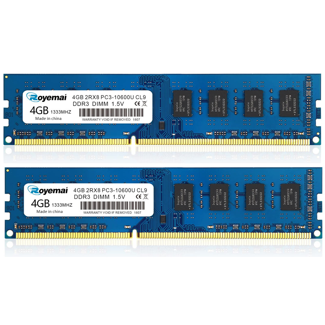 DDR3 1333 PC3-10600U 8GB Kit (2X4 GB) RAM 4GB 2Rx8 240-pin Dimm CL9 1,5V Desktop Arbeitsspeicher Mod