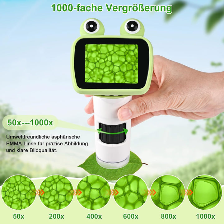 GuKKK Mikroskop für Kinder,2.0" IPS digitales Mikroskop 1000X Handheld Microscope 1080P HD Taschenmi