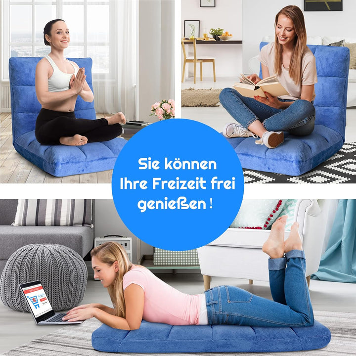 RELAX4LIFE Bodenstuhl Faltbar, Lazy Sofa, Meditationsstuhl, Bodensessel mit Verstellbarer Lehne, für
