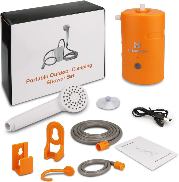 LIEBMAYA 12V Tragbare Aussendusche, Outdoor Dusche, Campingdusche eingebauter 4400mAh Batterien Ange