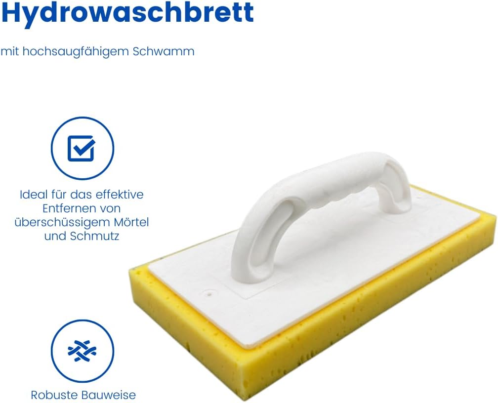 Fliesenwasch-Set 20 Liter - für Fliesenleg und Verfugarbeiten- XXL Eimer mit Rollen und Bodengitter