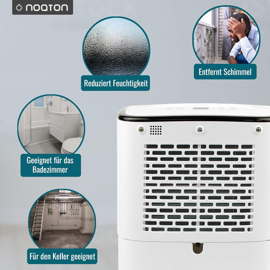 Luftentfeuchter Noaton DF 4112, max 13L/24h, Raumgrösse ca. 65 m³ (~25 m²), 190 W, 2.5l Wassertank,