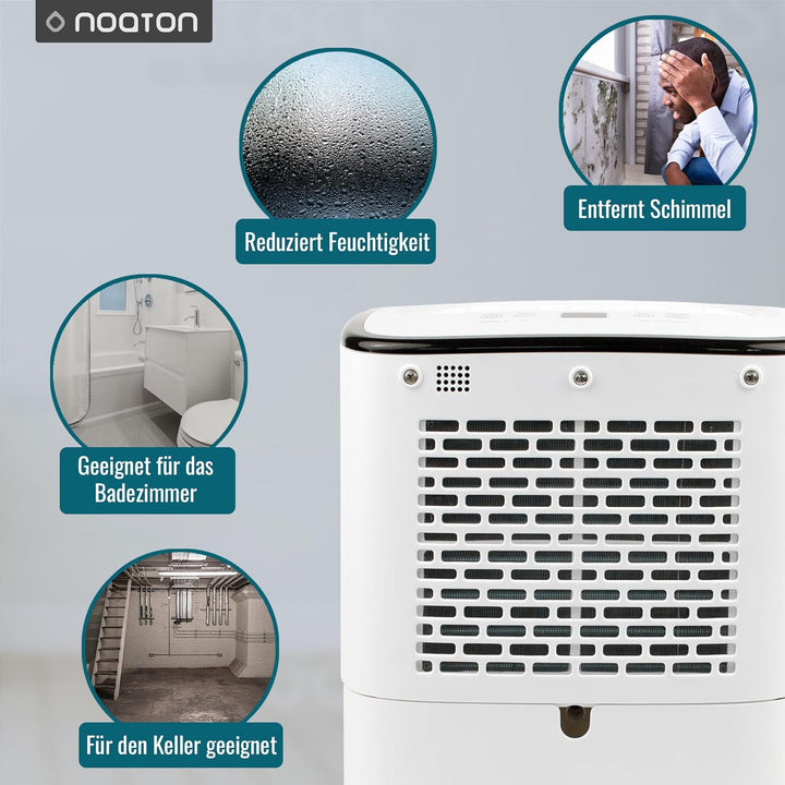 Luftentfeuchter Noaton DF 4112, max 13L/24h, Raumgrösse ca. 65 m³ (~25 m²), 190 W, 2.5l Wassertank,