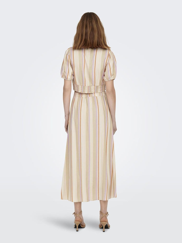 ONLY & SONS Damen Onltine Midi Skirt Wvn S Whitecap Gray/Stripes:purple Rose + Orange Peel + Irish C