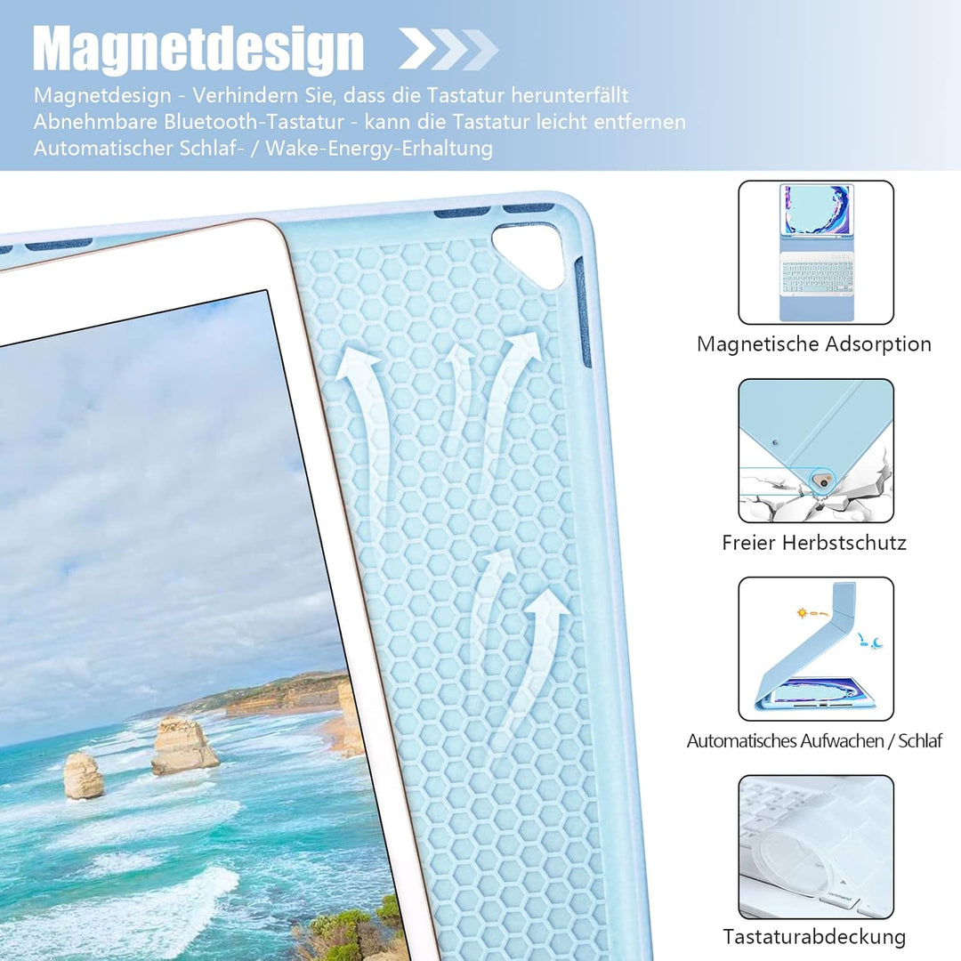 Tastatur Hülle 10.2 Zoll für IPad 9th Gen 2021/8th Gen 2020/7th Gen 2019/IPad Air 3 Gen 2019/IPad Pr