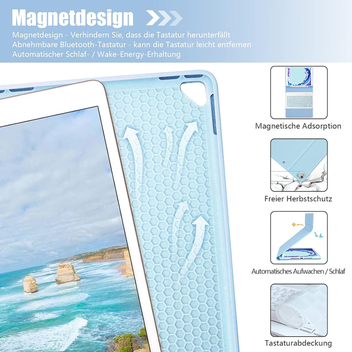 Tastatur Hülle 10.2 Zoll für IPad 9th Gen 2021/8th Gen 2020/7th Gen 2019/IPad Air 3 Gen 2019/IPad Pr