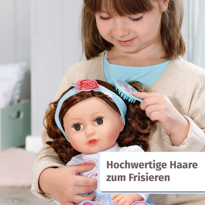Zapf Creation 707234 Baby Annabell Sophia, brünett 43cm -weiche Stoffpuppe mit langen braunen Haaren