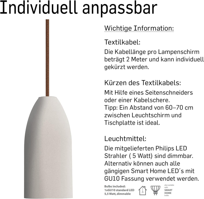 Buchenbusch urban design Pendelleuchte 3-flammig light edition, Industrie Deckenlampe mit Textilkabe