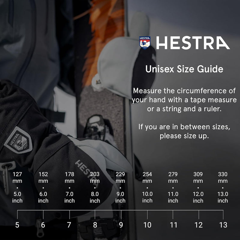 Hestra Army Leather Heli Ski Glove - Classic 5-Finger Snow Glove for Skiing, Snowboarding and Mounta
