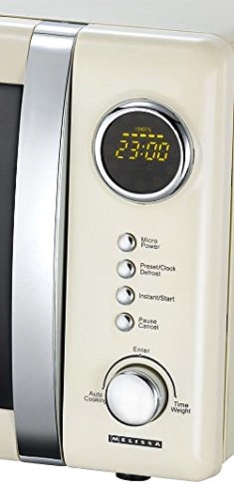 MELISSA 16330128 Retro Mikrowelle/1000 Watt/23 Liter Garraum,Design Mikrowelle mit Grill/Creme Farbe