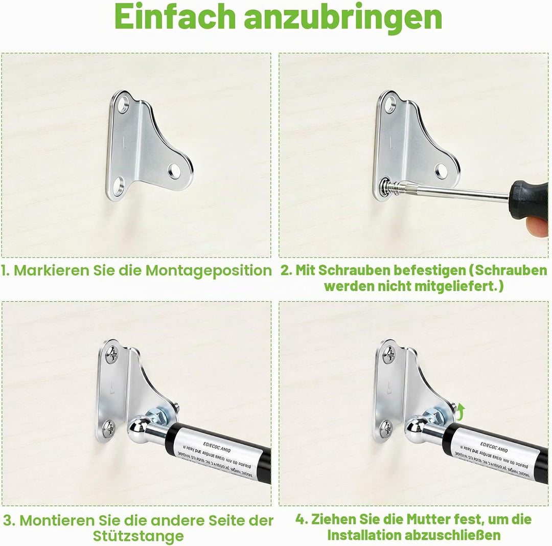 2 Stück Gasdruckdämpfer Gasdruckfeder 380MM 200N 20KG Gasdruckfedern mit L förmigen Gasfeder Haltern
