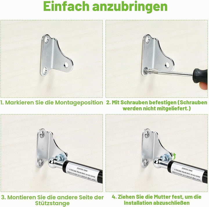2 Stück Gasdruckdämpfer Gasdruckfeder 380MM 200N 20KG Gasdruckfedern mit L förmigen Gasfeder Haltern