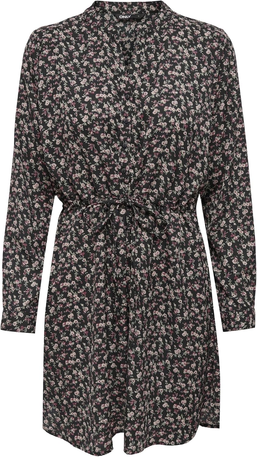 ONLY Damen ONLCORY L/S V-Neck Tunic WVN NOOS 15200543, Black/NERA Flower, XS