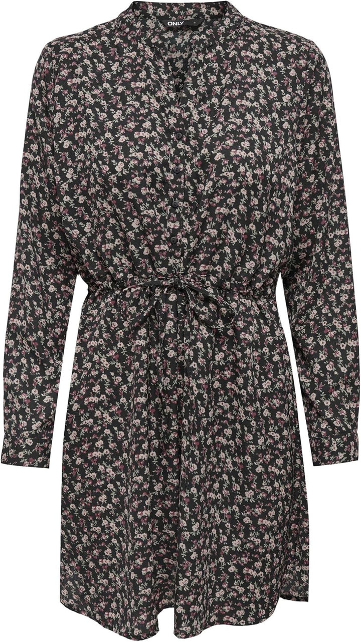 ONLY Damen ONLCORY L/S V-Neck Tunic WVN NOOS 15200543, Black/NERA Flower, XS