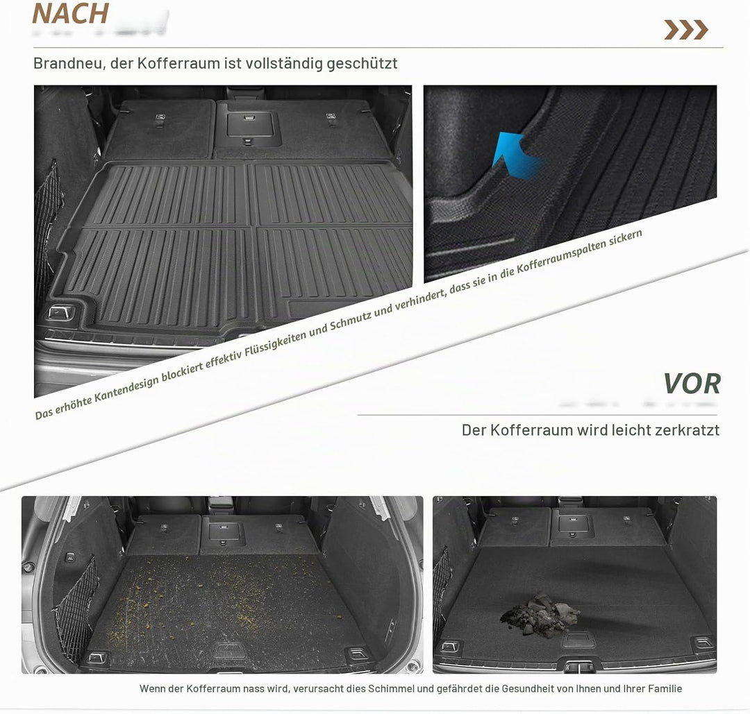 YEE PIN Kofferraummatte für Volvo XC60 XV60 2018-2022 2023 2024 | Seitenschutz TPO Material Laderaum