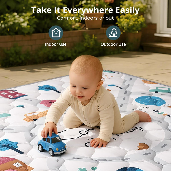 COMOMY Krabbelmatte Baby 127x127 cm, Extra Dicke und Weiche Spielmatte Baby Faltbar, Rutschfeste Sch